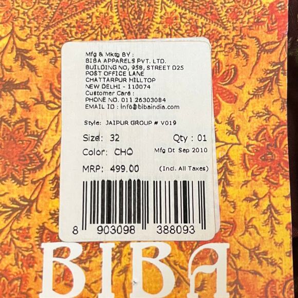 Biba Brown Floral Indian Tunic Top 100% Cotton Split V-Neck 32/US 0-2 NWT - Picture 10 of 14